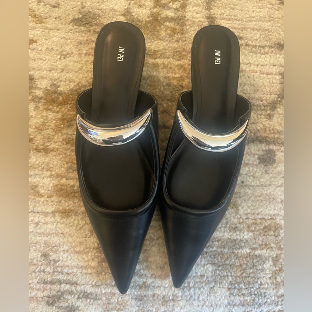 JW PEI Helena Pierced Mules in black